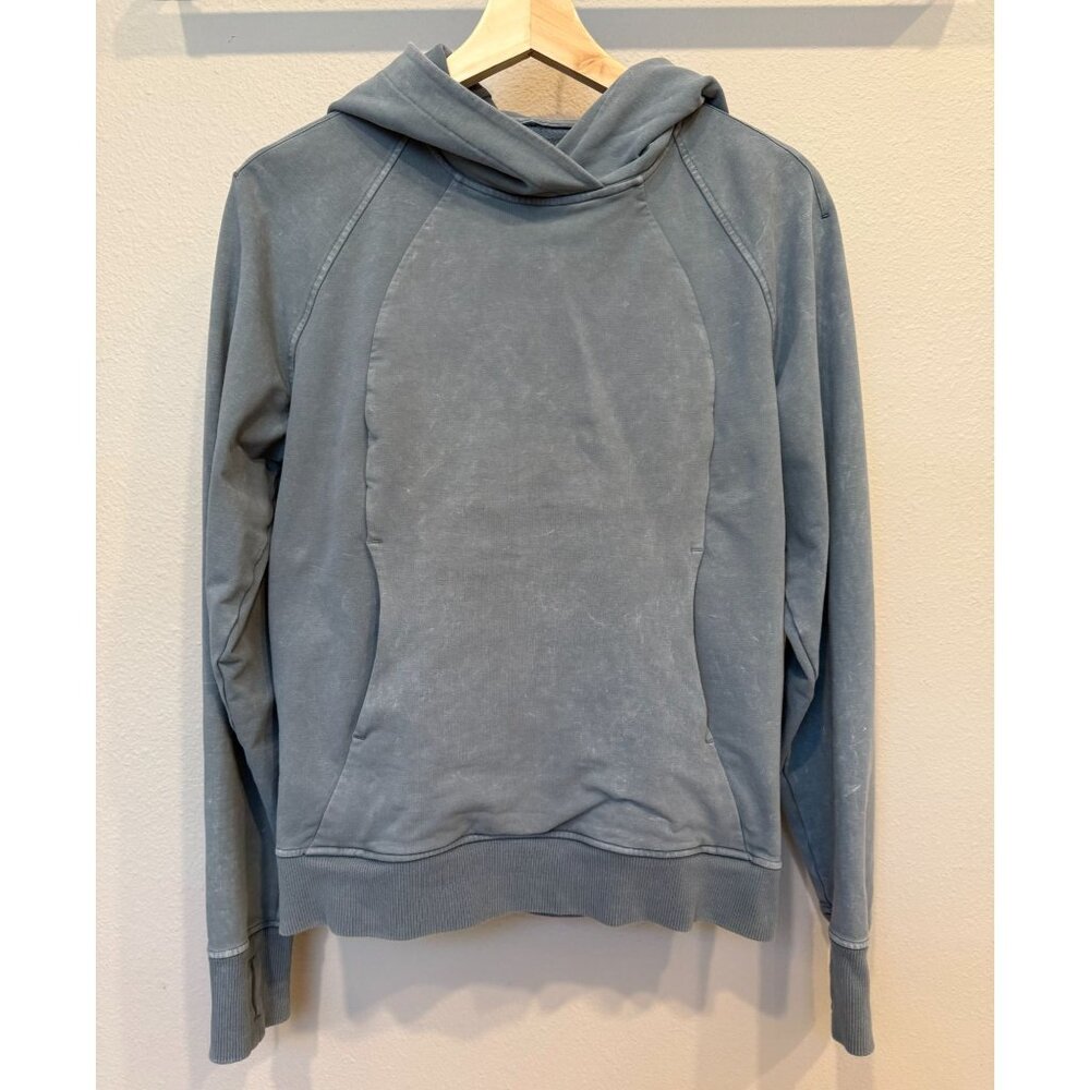 Lululemon Women's Pullover Scuba Hoodie Sweatshirt Size 4 Blue Charcoal Active